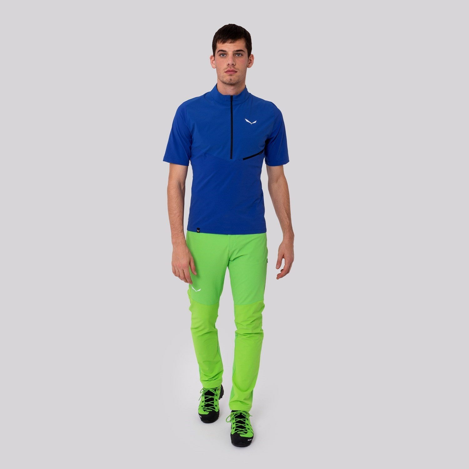 Camisas Manga Corta Salewa Agner Durastretch Half Zip T-Shirt Hombre Azules | KO2095364