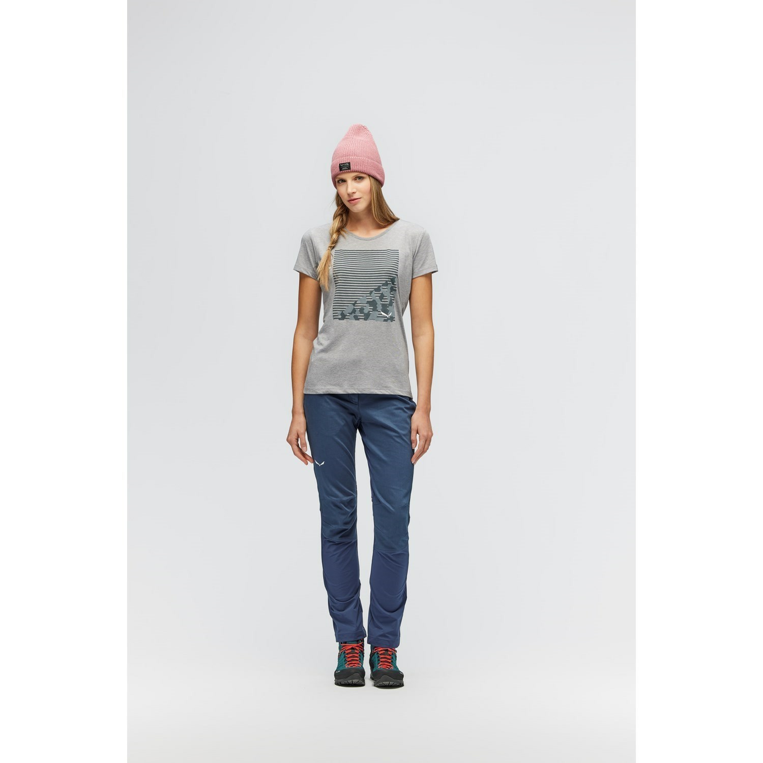 Camiseta Salewa Geometric Dry Mujer Gris | XK5820769