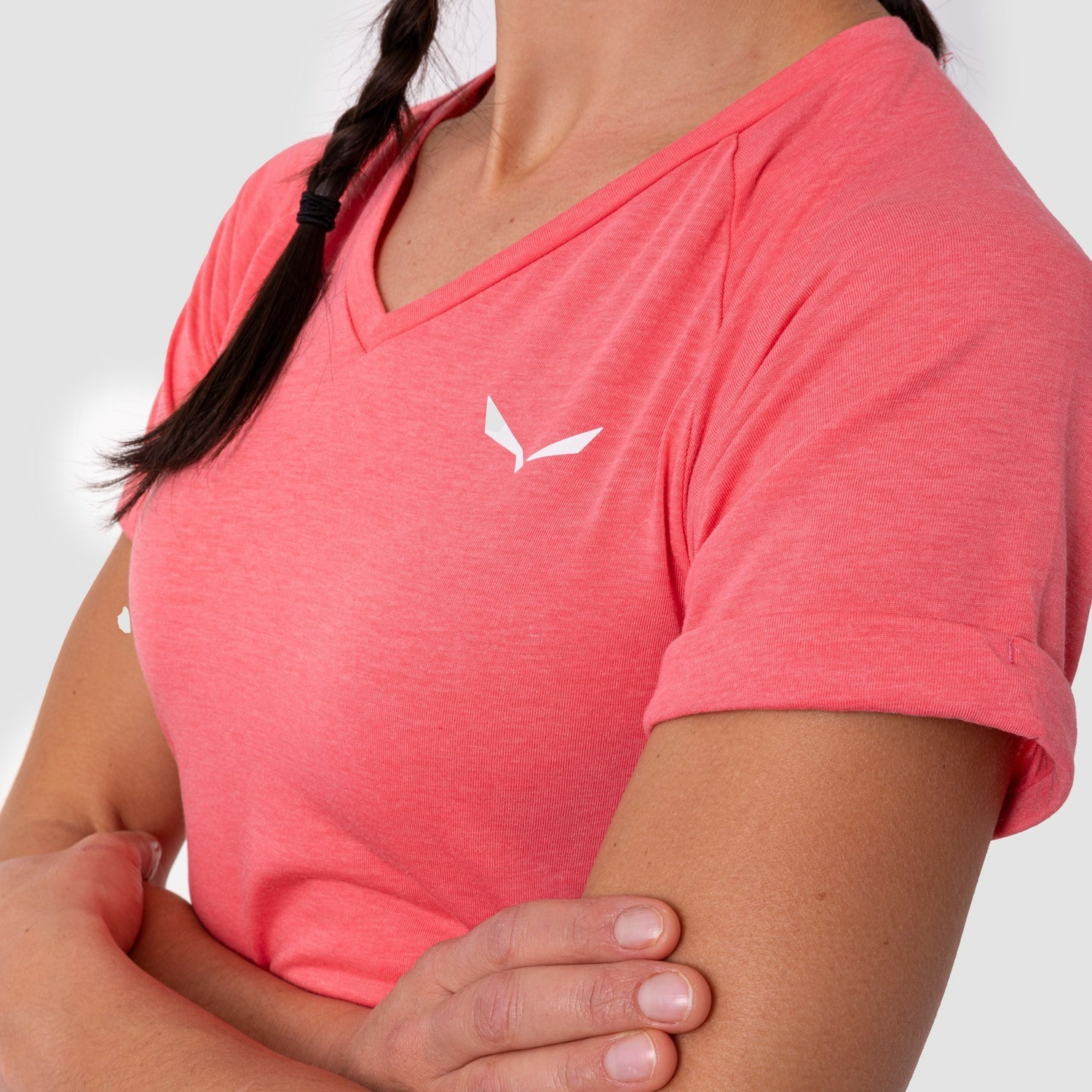 Camiseta Salewa Puez Melange Dry V-Neck Mujer Rosas | MA5219347