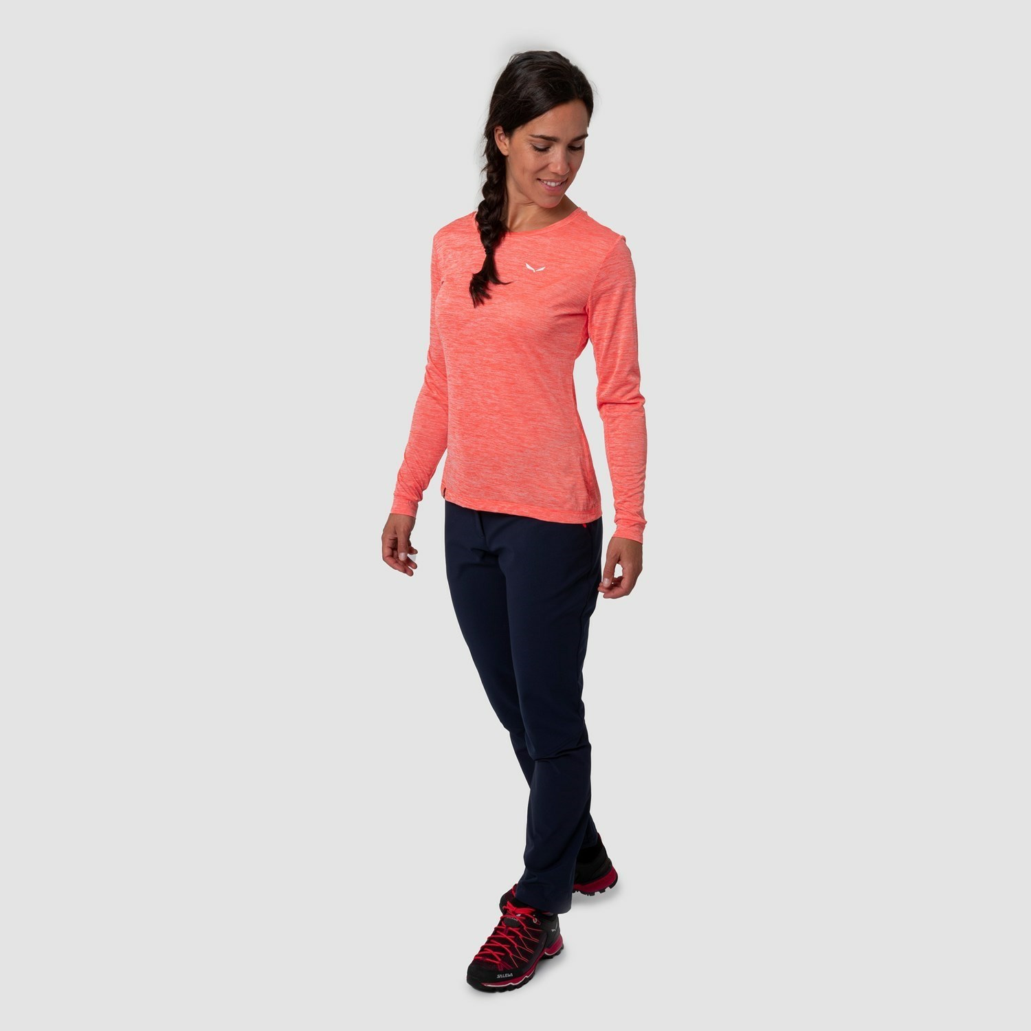 Capa Base De Manga Larga Salewa Puez Melange Dry’Ton Longsleeve Mujer Rosas | XY6142358