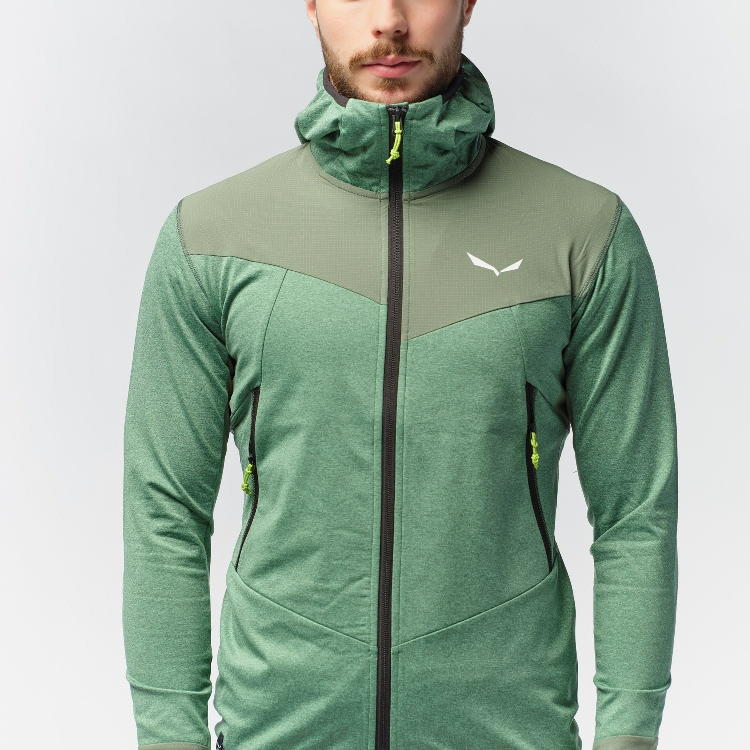 Sudadera Con Capucha Salewa Agner Híbrido Polarlite Durastretch Encapuchado Chaquetas Hombre Verde | EO1394057