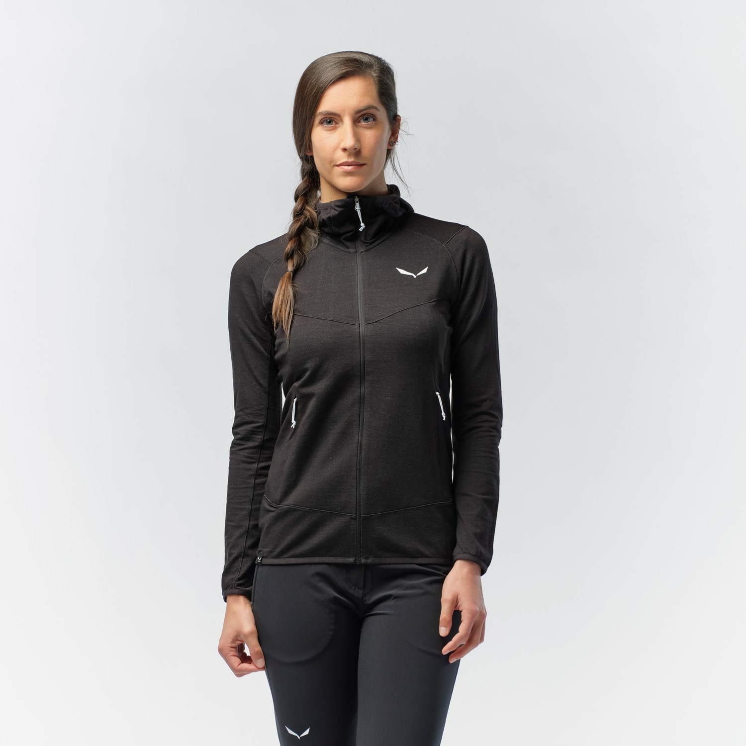 Sudadera Con Capucha Salewa Light Micro Polarlite Full Zip Encapuchado Chaquetas Mujer Negras | PK7316054