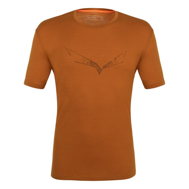 Camisas Manga Corta Salewa Puez Eagle Sketch Merino T-Shirt Hombre Naranjas | CJ2814756