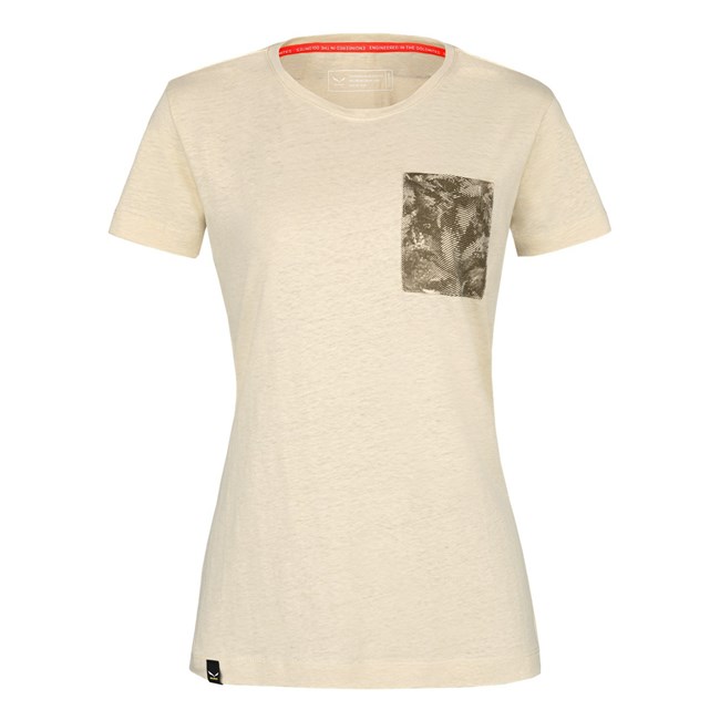 Camiseta Salewa Puez Hemp Pocket Mujer Beige | UE6810275