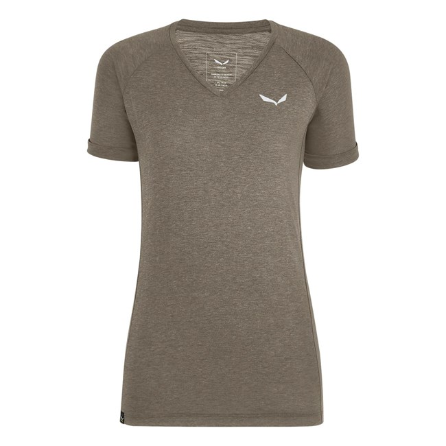 Camiseta Salewa Puez Melange Dry V-Neck Mujer Marrones | ES3675492