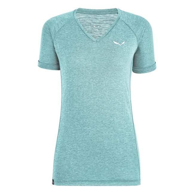 Camiseta Salewa Puez Melange Dry V-Neck Mujer Azules Claro | SK7861259