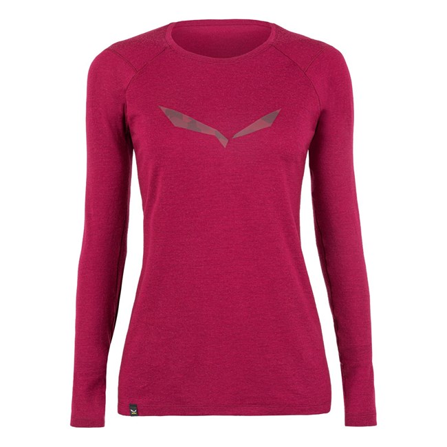 Capa Base De Manga Larga Salewa Pure Logo Alpine Merino Responsive Mujer Rojas | CA6891342