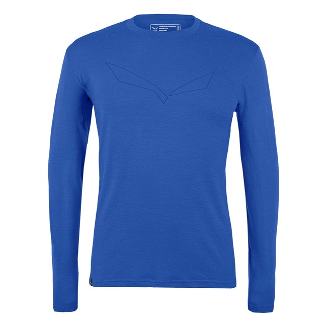 Capa Base De Manga Larga Salewa Pure Logo Alpine Merino Responsive Hombre Azules | JL7653108