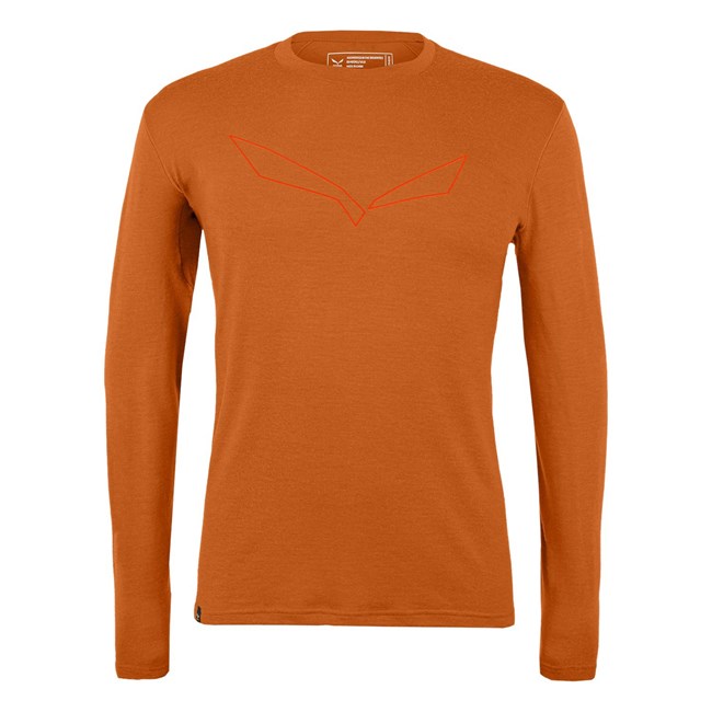 Capa Base De Manga Larga Salewa Pure Logo Alpine Merino Responsive Hombre Naranjas | XI0495738